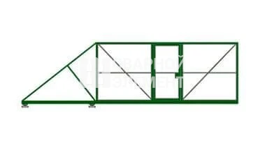 Откатные ворота со встроенной калиткой на монолитном основании